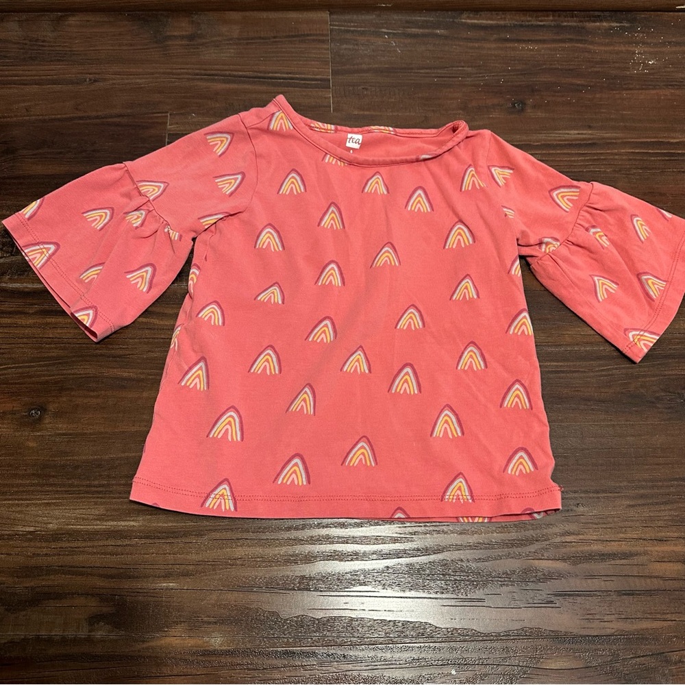 Tea Collection Pink Long Sleeve Tee with Playful Pattern